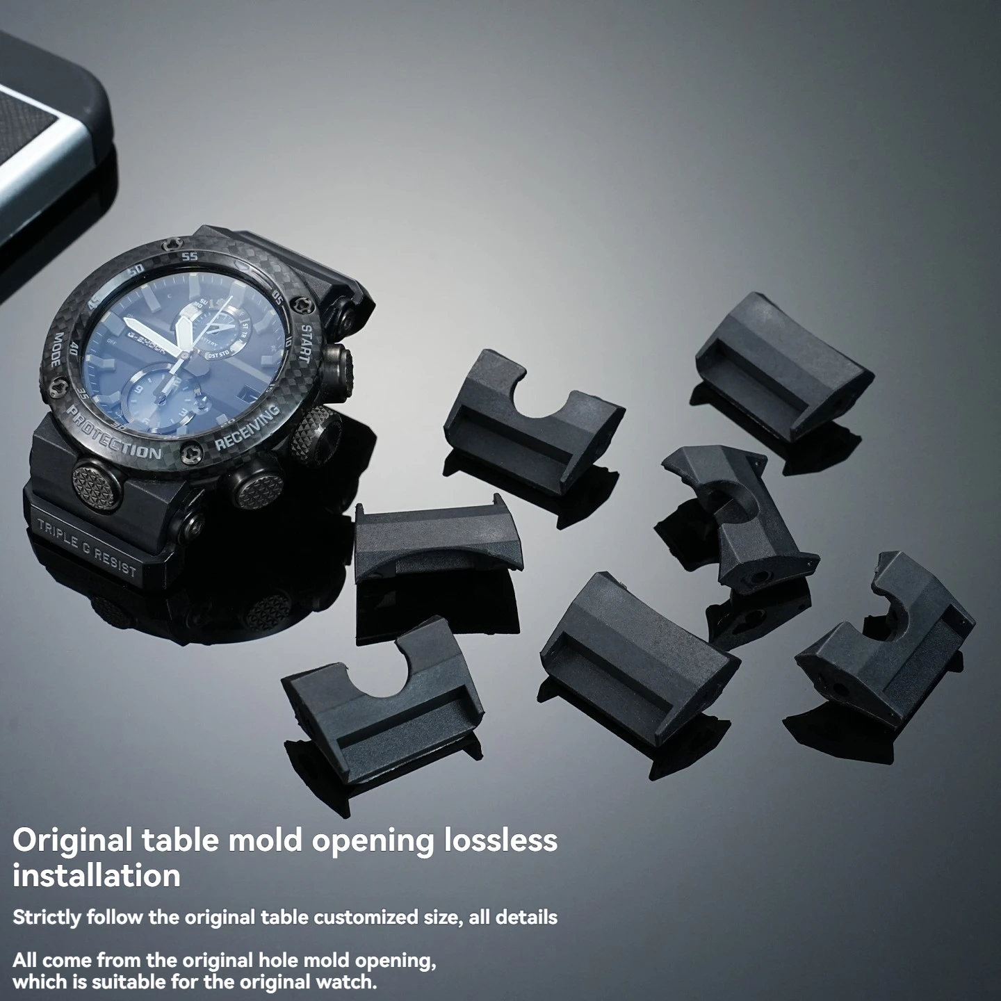 カシオ ビッグマッドキング GWR-B1000用改造時計アダプター、改造専用レザーラバー時計ヘッドコネクターコンバーター22mm