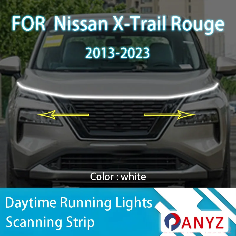 

ДЛЯ Nissan X-Trail Rouge 2013-2023 светодиодные дневные ходовые огни сканирования запуска капота автомобиля DRL направляющая декоративная лампа окружающего света 12 В