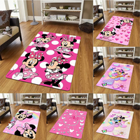 Disney Pink Minnie Pattern Rug for Bedroom Living Room Anime Carpets for Kid Girl Room Floor Mat Home Decor Non-Slip Rug