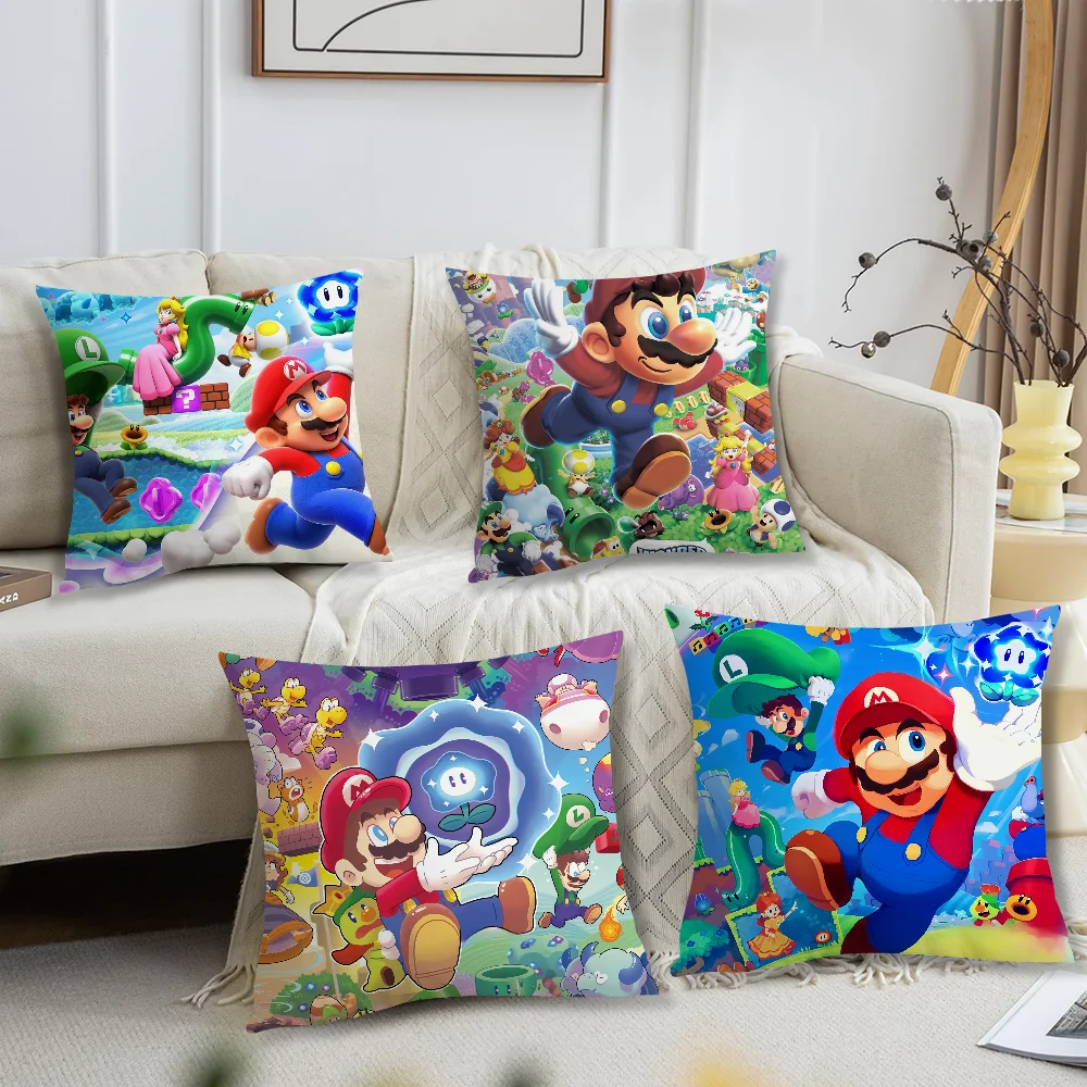 Game Super M-M-MarioS B-Bros Wonder  cushion cover Accessories Square Cushion Room Bedroom Headboard Sofa Living Backrest Car Na