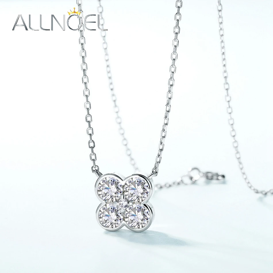 ALLNOEL Clover D اللون مويسانيتي قلادة للمرأة 925 الاسترليني قلادة فضية هدية الخطوبة مع GRA مجوهرات معتمدة #3