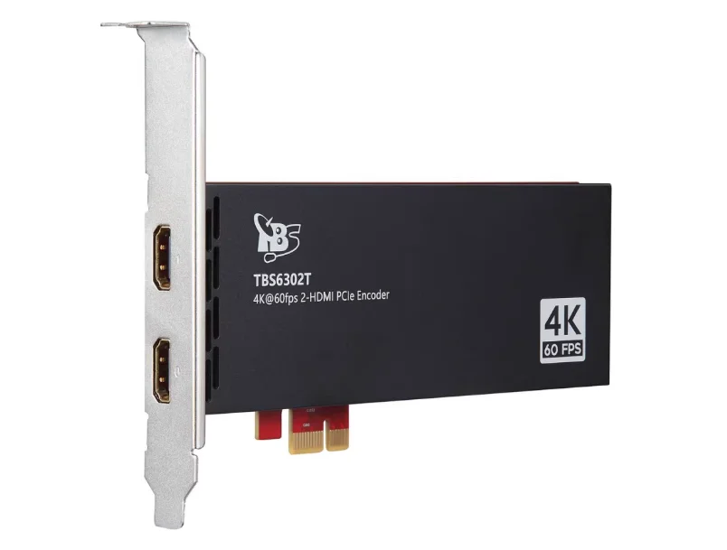 For TBS6302T Dual-Channel 4K@60fps Video Acquisition and Encoding Card for 4K Cameras, Compatible with Multiple Systems for Reco