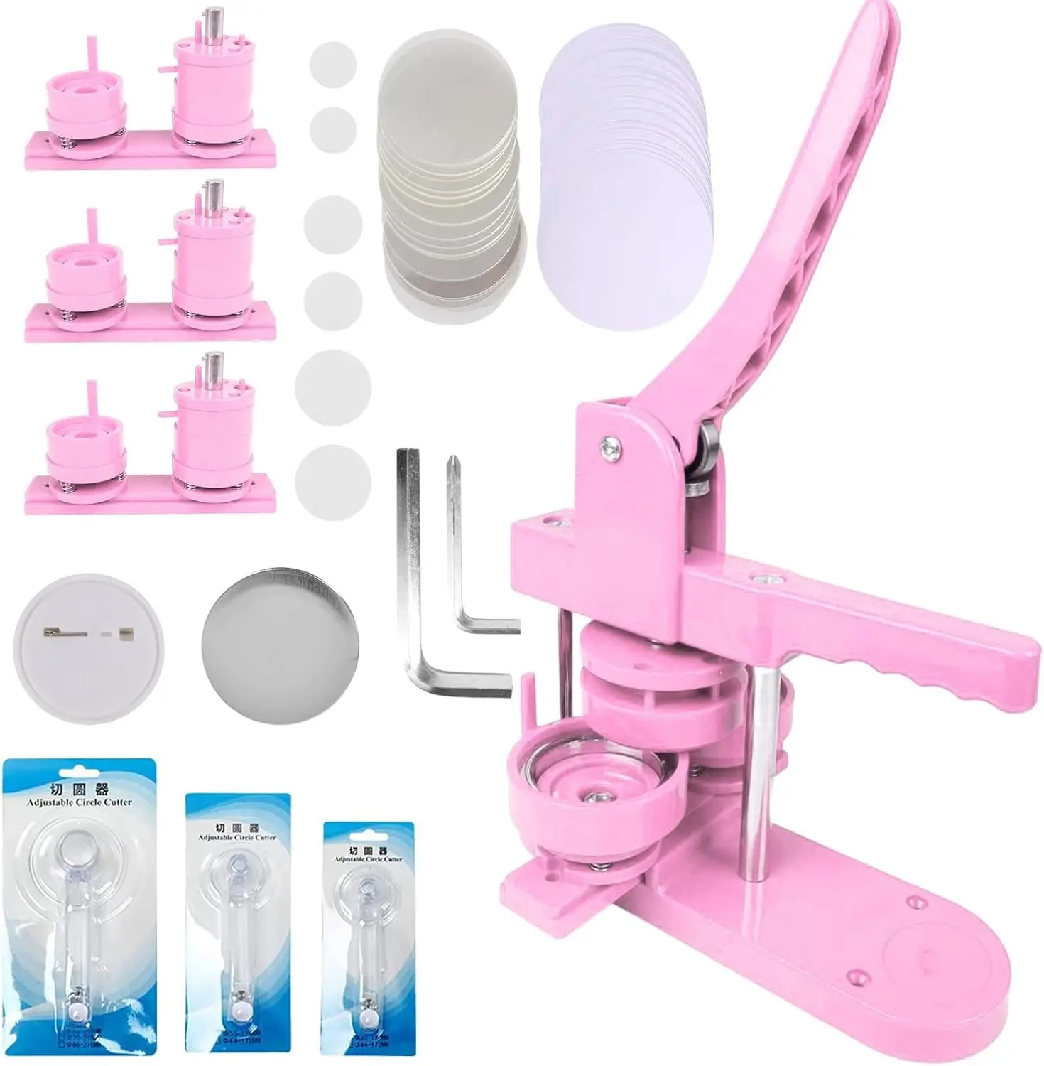 

Машина для изготовления пуговиц разных размеров, 1 + 1,25 + 2,25 дюйма 3-в-1 Пресс для пуговиц — 330 шт., комплект для изготовления деталей для пуговиц для детей