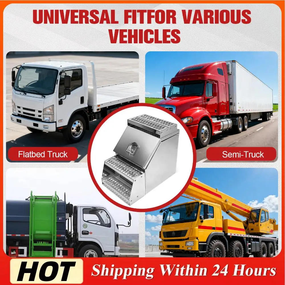 

18in Aluminum Semi Trucks Side Mount Tool Box 17.99x27.99x25inch with T-Handle Latch Lock for Peterbilt Kenworth International