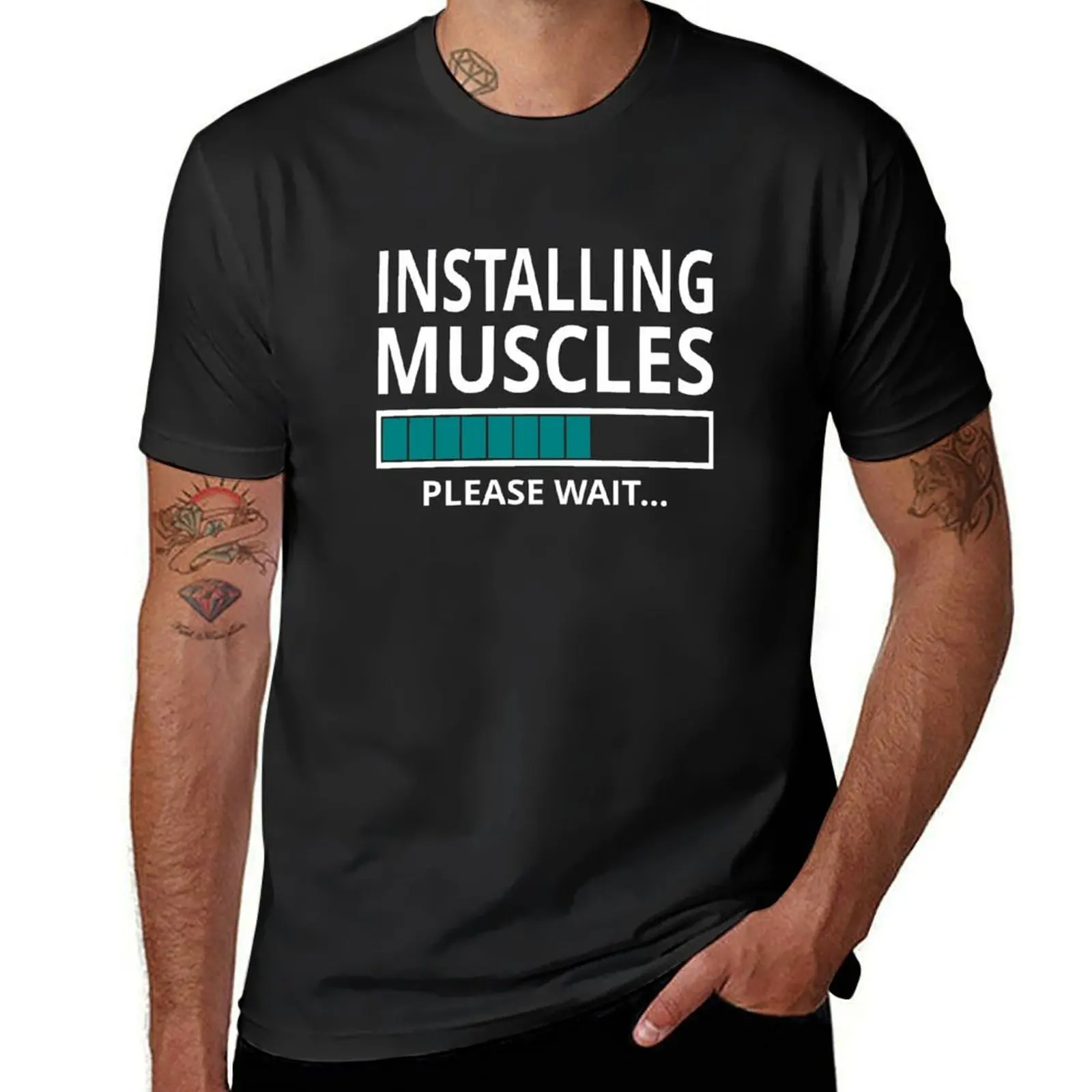 

Installing Muscles Please Wait T-Shirt valentines boutique clothes Personalized t-shirt funny costumes plus size men clothing
