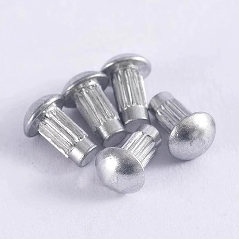 1000/1500/2000pcs M2 M2.5 Aluminum Button Round Head Knurled Shank Solid Rivet Self Plugging GB827 Length 3-10mm Hardware Parts