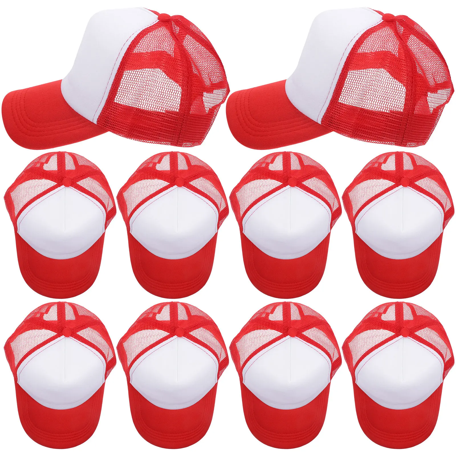 10Pcs Blank Mesh Baseball Caps for DIY Sublimation Printing Lightweight Comfortable Breathable Trucker Hat Outdoor Activity Cap