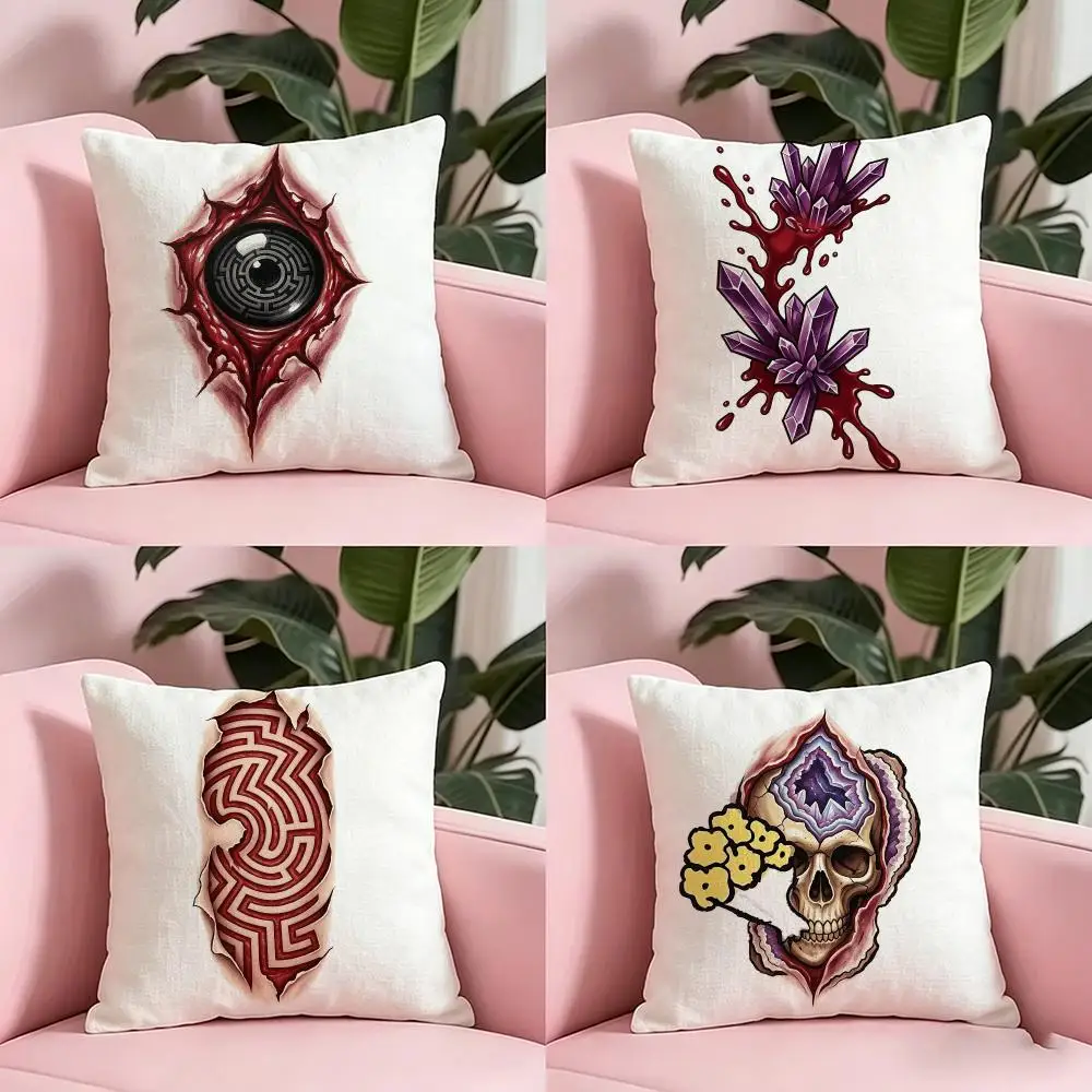 Halloween Occult Cushion Cover Anti-dustmite Pillowcase Invisible zipper silky short plush Sofa cushion cover