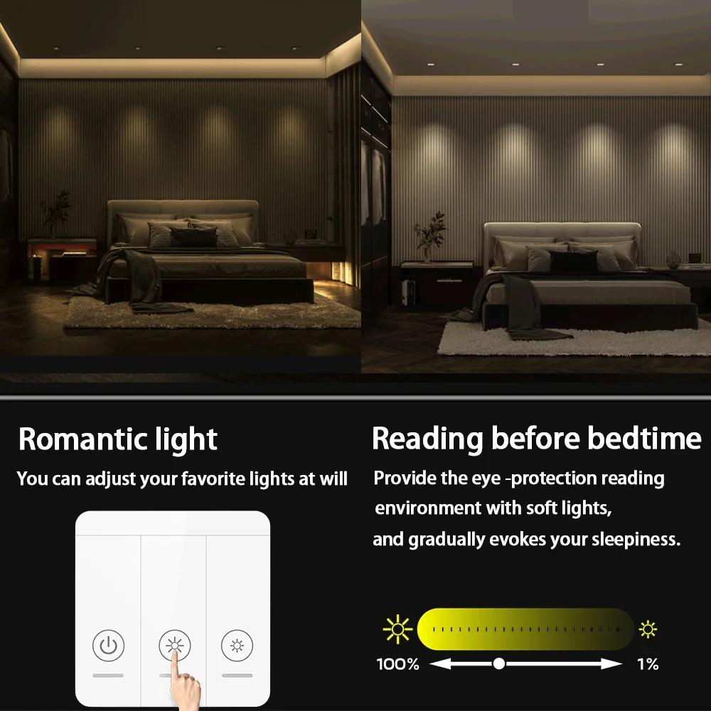 AC110V 220V wireless dimmer switch light brightness adjustable RF433mhz remote control supports 2-way LED halogen light Dimming