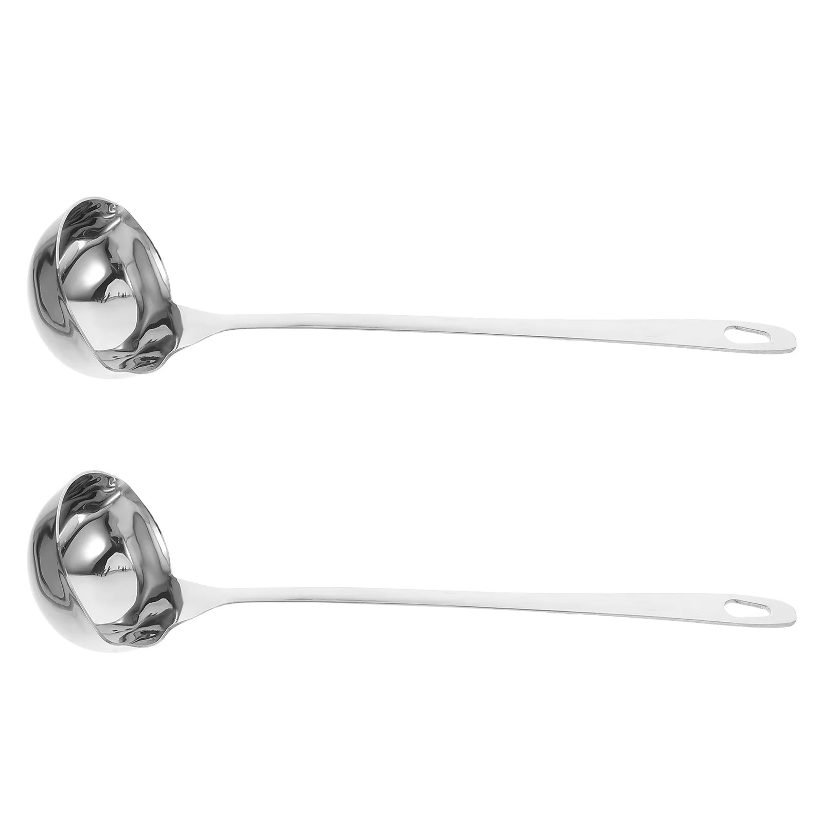 2Pcs Stainless Steel Soup Ladle Long Handle Dual Spout Design for Easy Pouring Serving Sauces Gravies Stews Dishwasher Safe