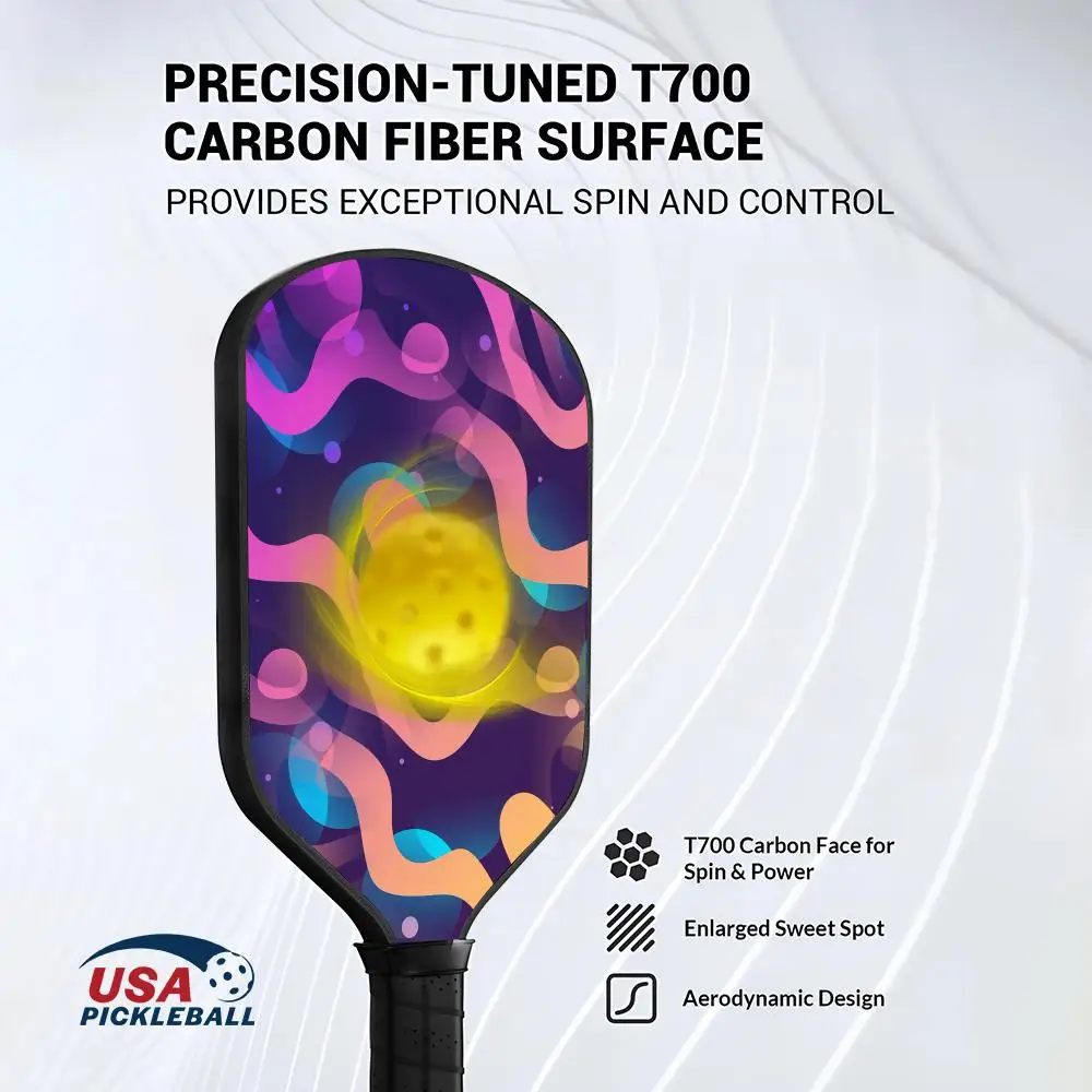 مجموعة مجداف كرة البيسبول ذات الكتابة على الجدران الأرجوانية المعتمدة من USAPA T700 من ألياف الكربون Unibody مشكل حراريًا مع قوة ودبوس أساسي على شكل قرص العسل 16 مم