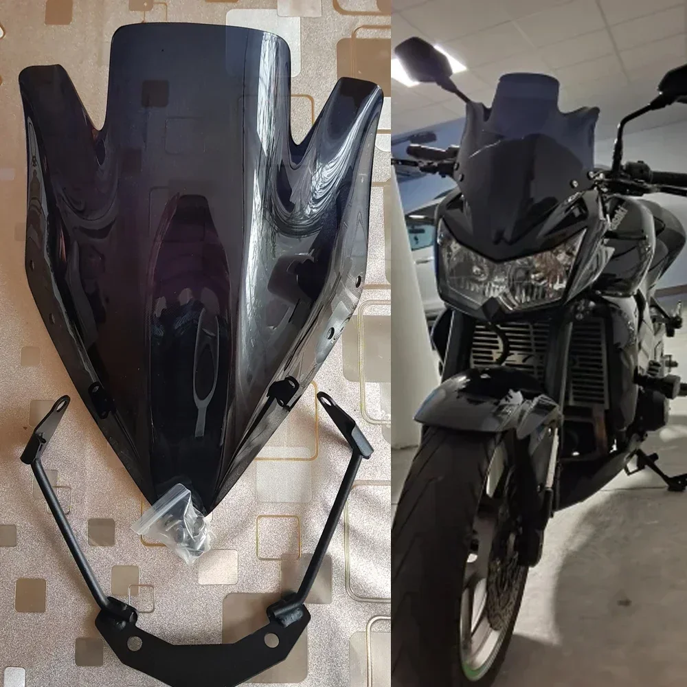 For Kawasaki Z750 Windscreen Motorbike Windshield with Bracket Z750R 2007 08 2009 2010 2011 2012 2013 Z 750 Screen Double Bubble