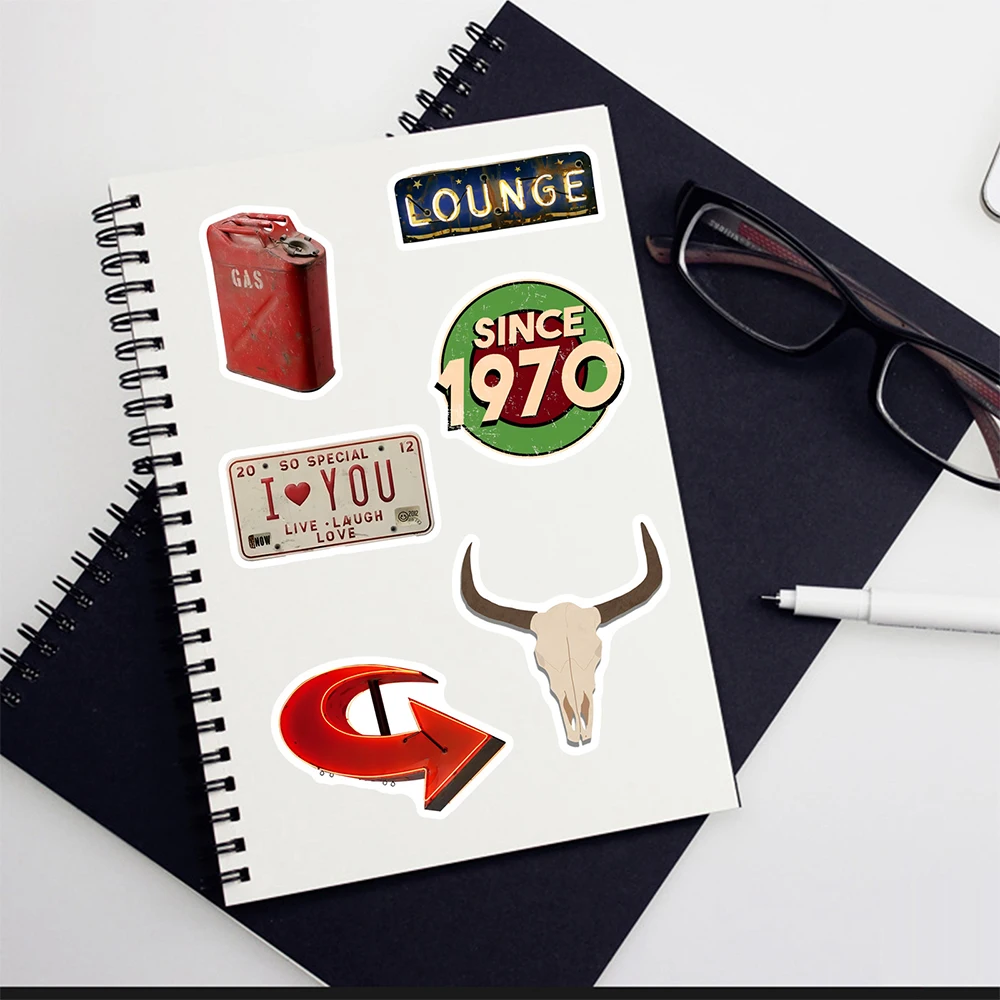 10/30/50pcs 빈티지 아메리칸 스타일 아트 그래피티 스티커 레트로 만화 스티커 스케이트보드 노트북 전화 방수 데칼 팩