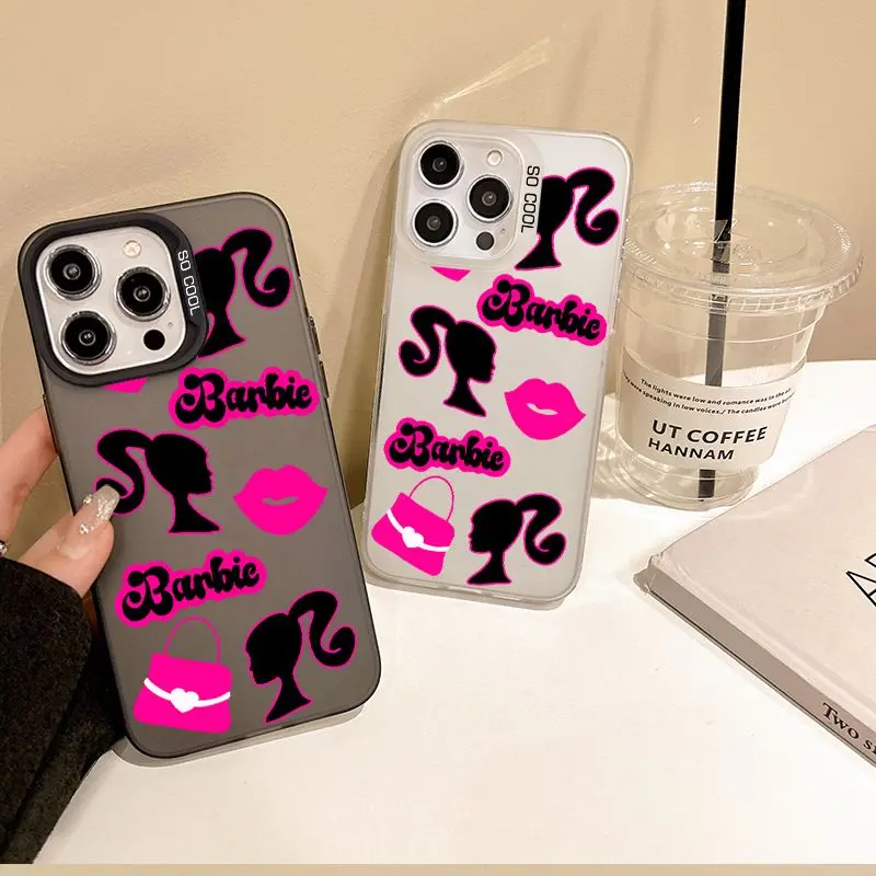 Custodia per telefono Barbie Princess Pink Kiss per iPhone 15 14 13 12 11 Pro Max 7 8Plus XR XS MAX MINI Y2K Girl Cute Anti Fall Back Cover