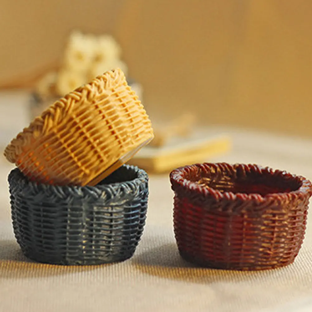

6Pcs Miniature Basket Decor for Mini House DIY Crafts Adorable Compact Lightweight Storage Ornament Home Decor Desktop Mini