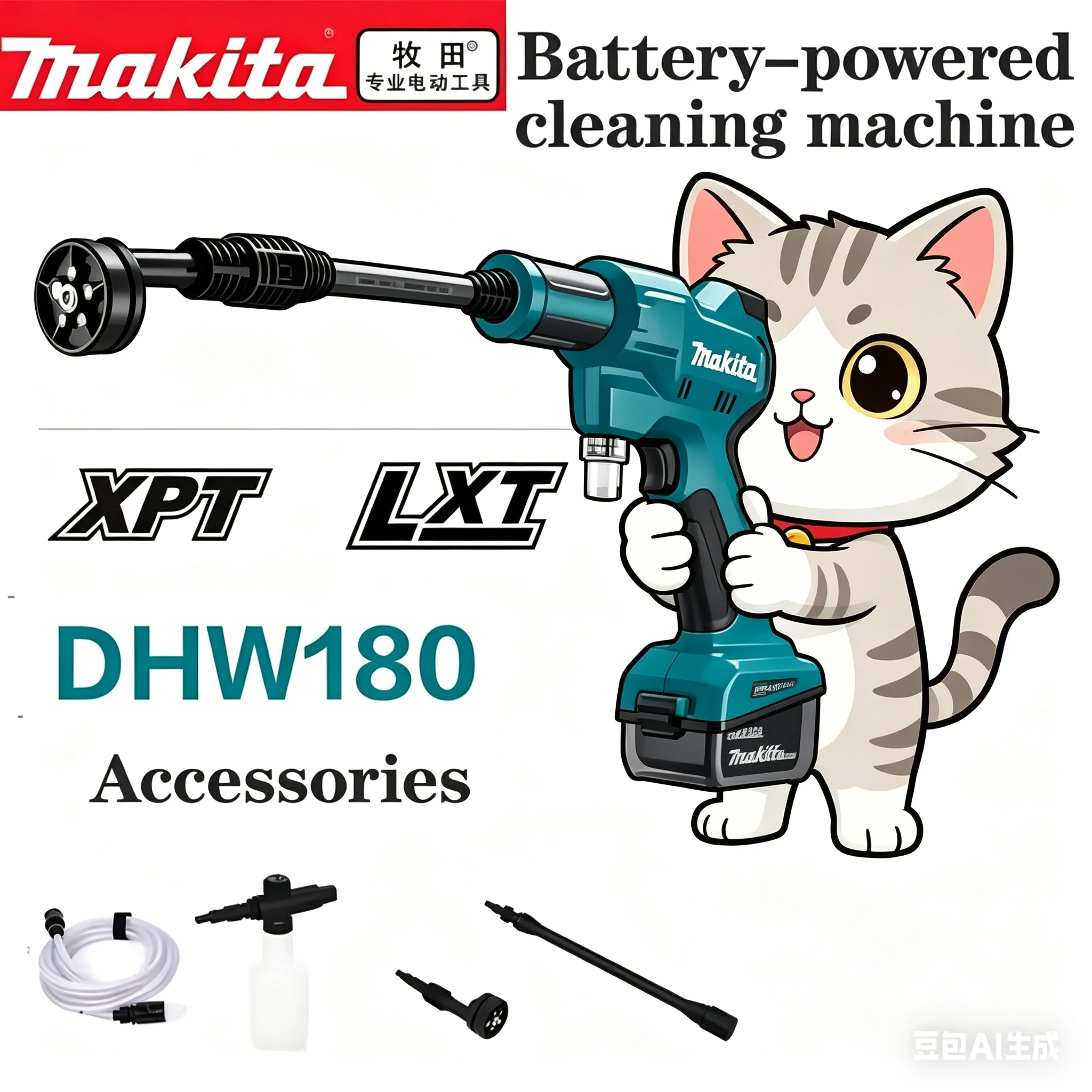 

Makita Battery 18V DHW180 Cordless Pressure Washer Portable Car Wash Gun Outdoor Cleaner 5 Spraying Modes