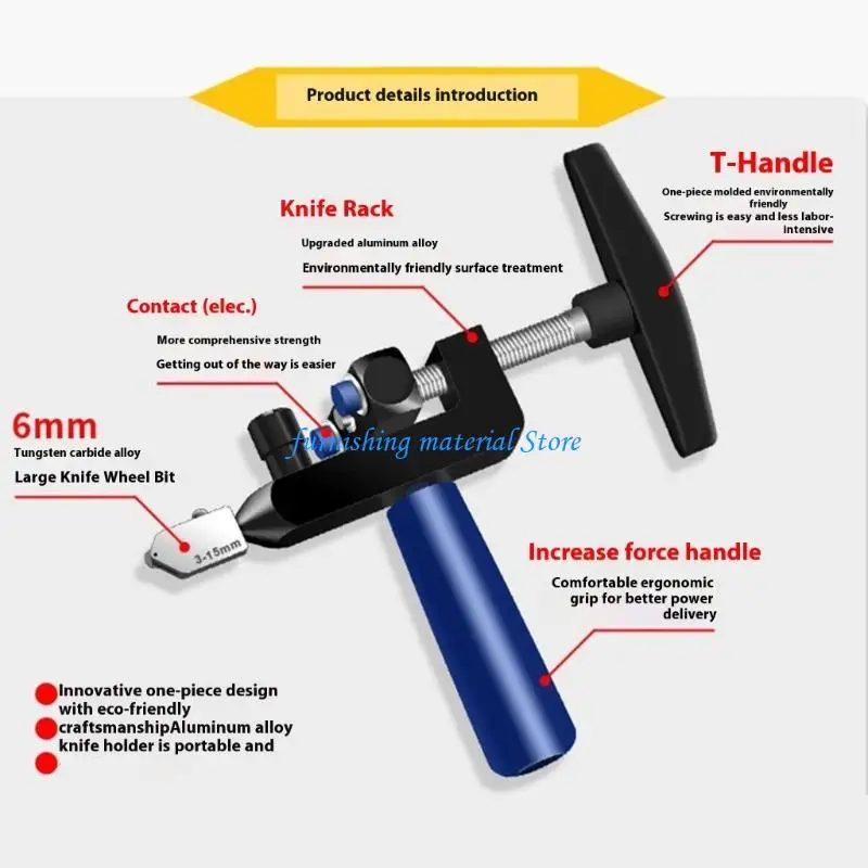 

Y5GD 2 в 1 Ручной инструмент для открытия стеклянной плитки Многофункциональный инструмент для надреза стеклянной плитки