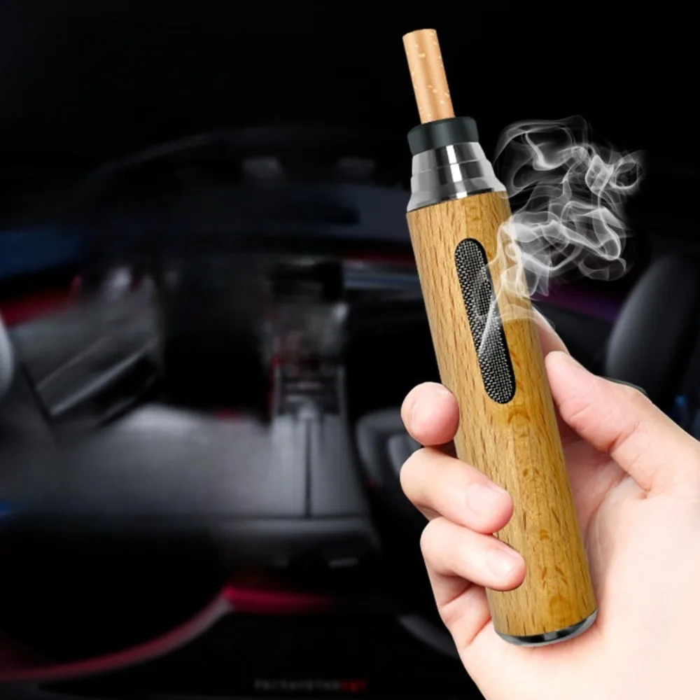 Portable Ashing-free Cigarette Holder Mouthpiece, Ash Holder Wood Creative Ashtray, For Car Fireproof Ashtrays