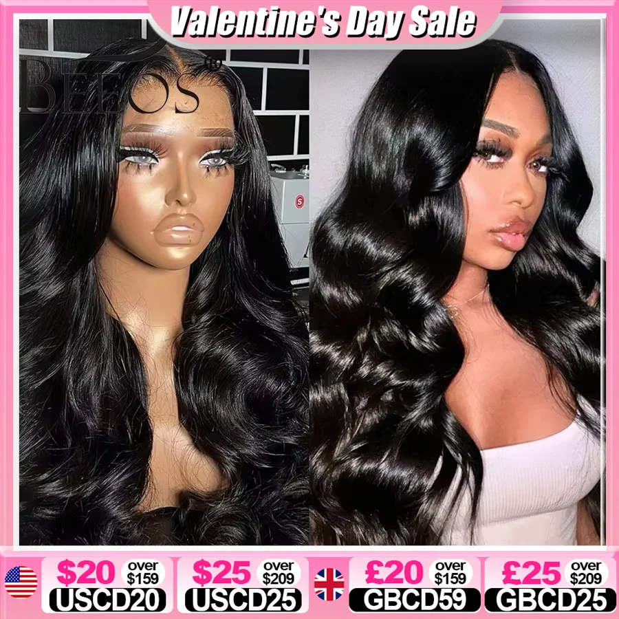 

250% Jet Black Glueless 7x7/6X6 HD Lace Closure Wig Human Hair Body Wave Preplucked Ready To Wear 5x5 HD Transparent Lace Wigs