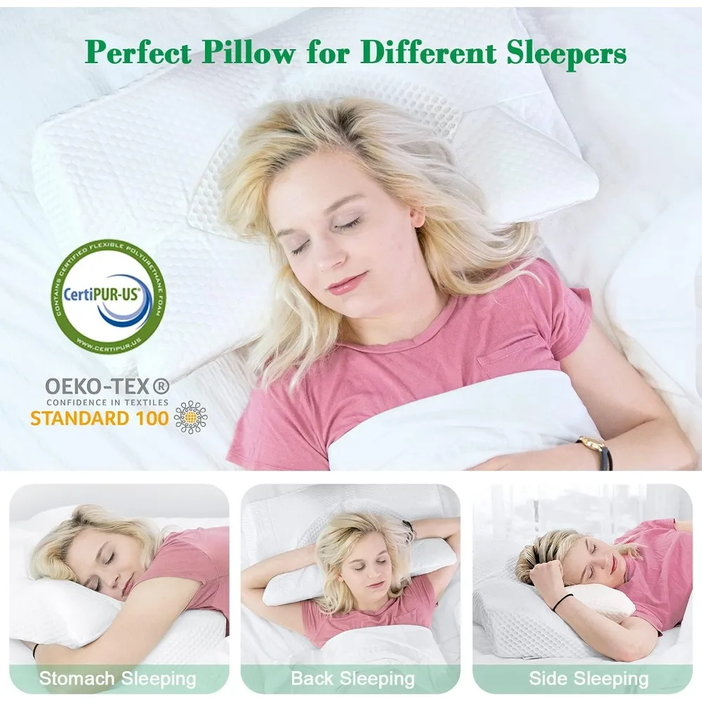 

Cervical Memory Foam Pillow, Contour Pillows for Neck and Shoulder Pain, Ergonomic Orthopedic Sleeping Neck Contoured Support