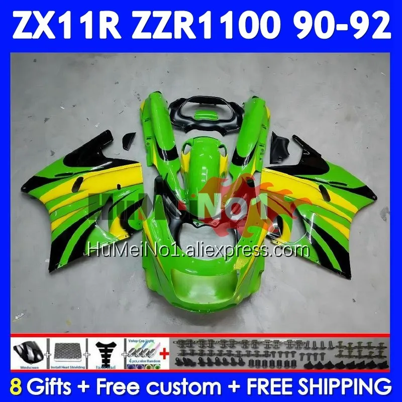 ZX-11R For KAWASAKI NINJA ZX11 ZZR 1100 Green black ZZR-1100 222No.16 ZZR1100 ZX 11R 11 R ZX11R 90 91 92 1990 1991 1992 Fairing