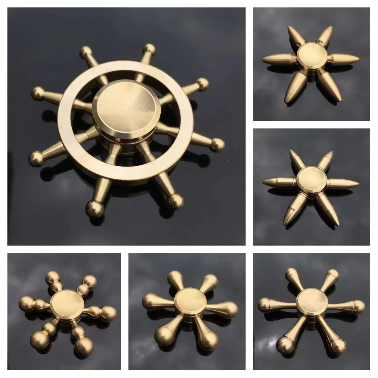 11 Styles Pure Copper Fidget Decompression Toy Copper Metal 188 Stainless Steel Bearings Finger Spinner Adults Anti-Anxiety Gift
