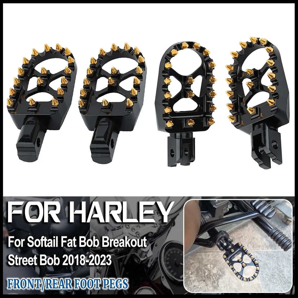 

Front/Rear CNC Wide MX Foot Pegs Motorcycle Footpegs Driver Passenger For Harley Softail Fat Bob Breakout Street Bob 2018-2023