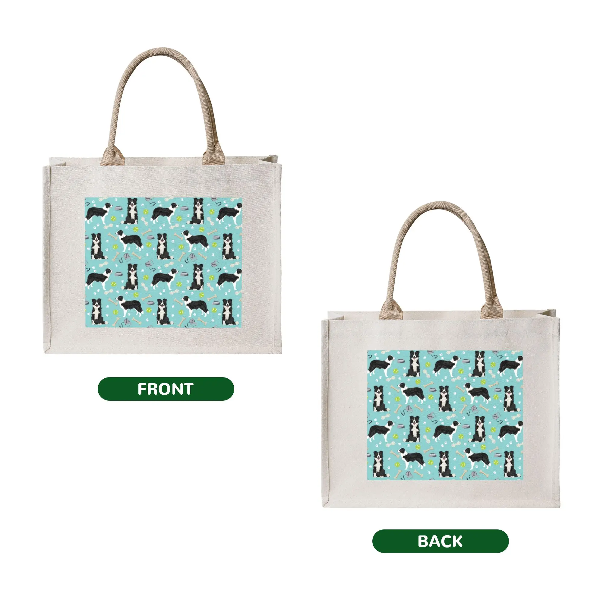 Fashion Print Border Collie Tennis Ball Shopping Tote Bag Portable Shoulder Shopper Pet Dog Lover   Handbag