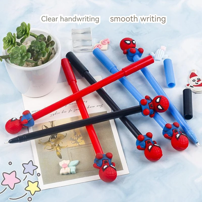 10/20pcs Disney Cartoon Character Cute Spider Man 0.38mm Rollerball Pen Black Core Children\'S Creative Student WritingStationery