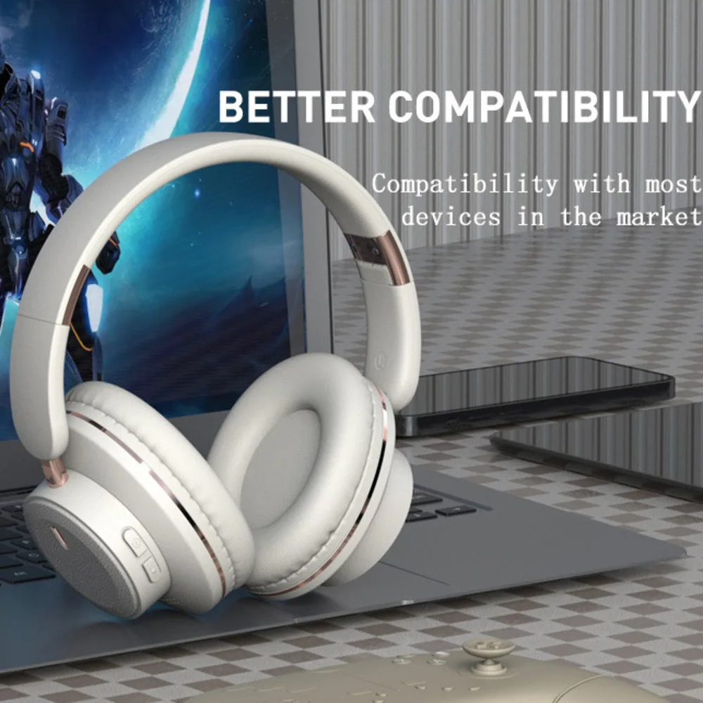 

Portable Foldable Bluetooth 5.3 Music Headphones Comfortable Long Endurance Heavy Bass Stereo Helmet Headsets For Work Game Gift
