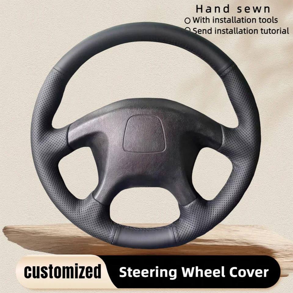 Capa trançada personalizada para volante de carro, couro costurado à mão para mitsubishi pajero velho mitsubishi pajero, acessórios esportivos para carro