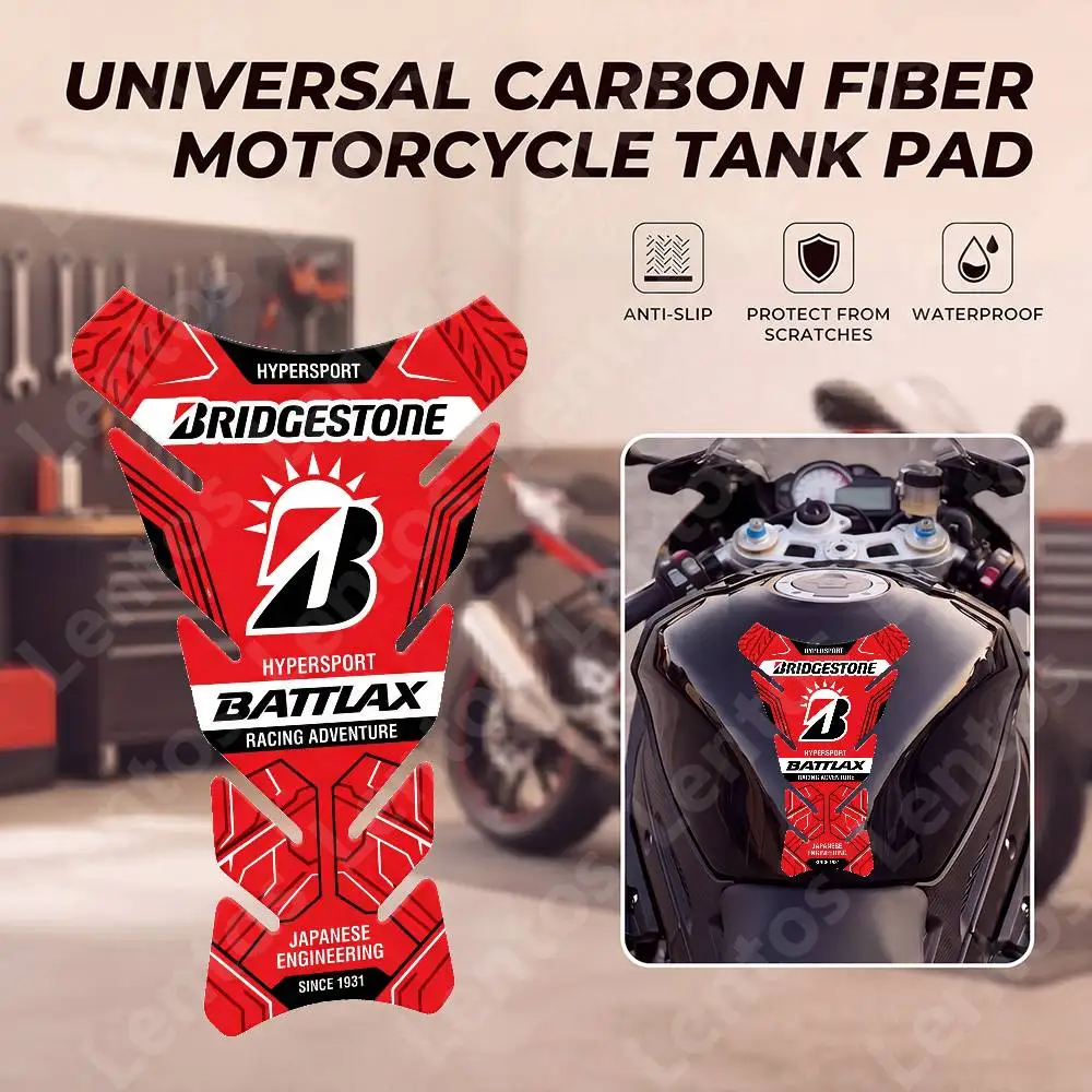 Pegatina Antideslizante para Tanque de Combustible de Motocicleta Bridgestone, Diseño Espina de Pescado