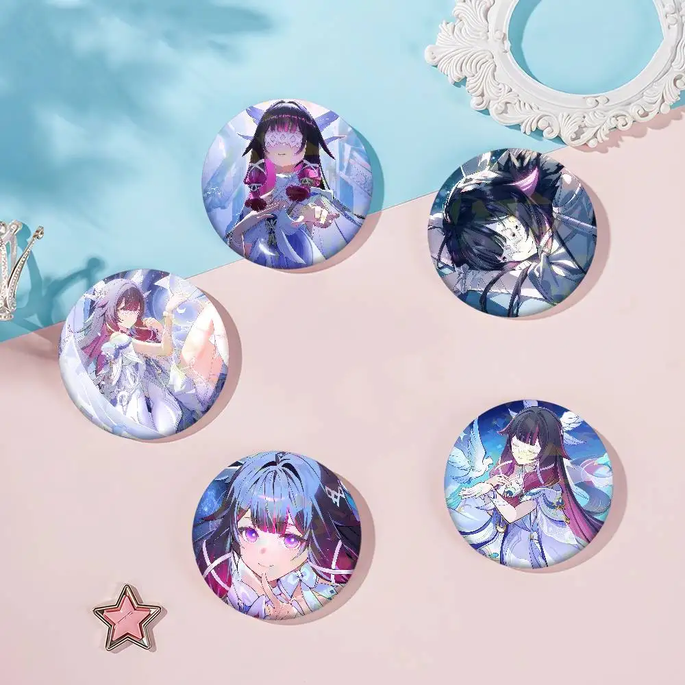 Columbina Hyposelenia Genshin Impact Game h Badge Set Glass Shine Brooches Lapel Backpack Costume Gifts Decoration birthday