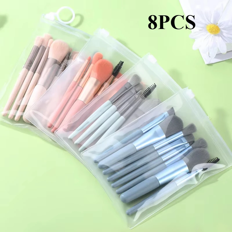 8 ชิ้นแบบพกพาแปรงแต่งหน้าขนนุ่มสีชุดแปรงแต่งหน้าสามเณรเริ่มต้นขั้นสูงชุดเครื่องมือแต่งหน้า