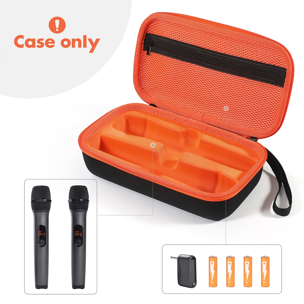 Caixa de armazenamento portátil para microfones sem fio, à prova d'água, nylon, zíper duplo, bolsa de armazenamento portátil para microfone jbl