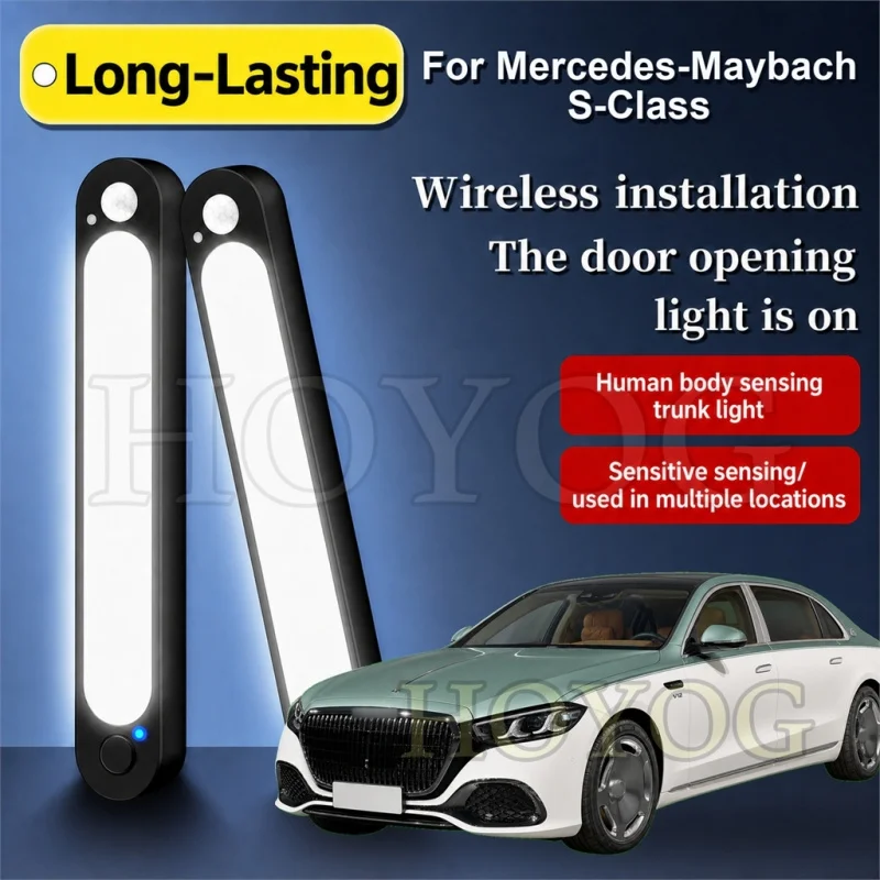 For Mercedes-Maybach S-Class 2015-2026 Car Boot Light LED Lamp Motion Sensor USB Rechargeable Trunk Cargo Light Sedan Interior C