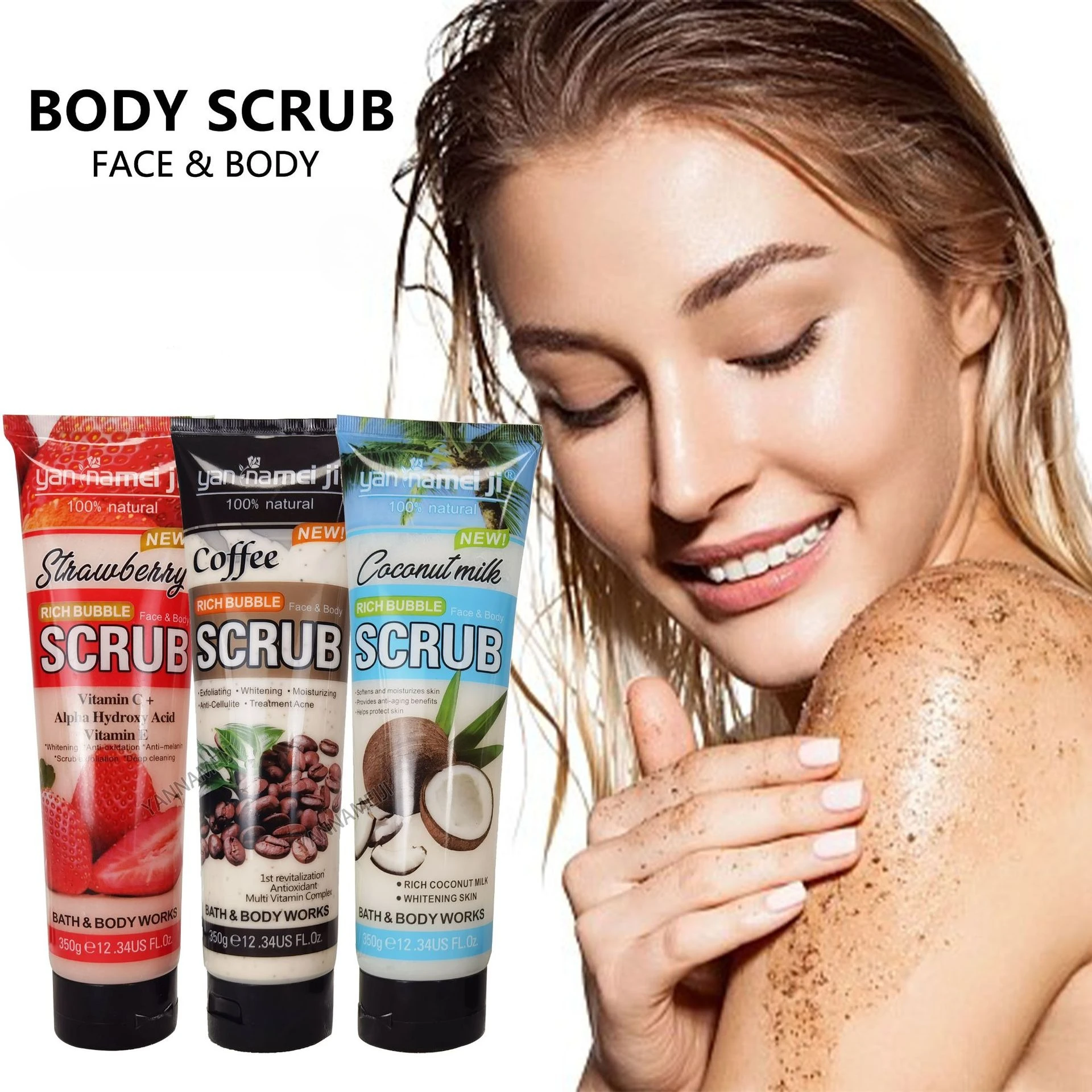 Strawberry Scrub Deep Cleansing Brighten skin tone Exfoliating Chicken Skin Rejuvenation Facial Body Scrub Bath Salt Skincare