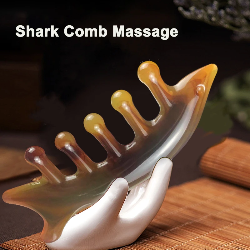 Shark Meridian Massage Comb Five-Tooth Point Acupuncture Head Comb Wide-Tooth Comb Massage Head Neck Scraping Neck Whole Body