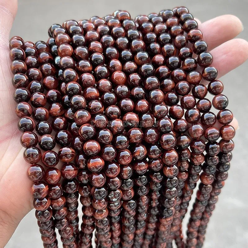 High Quality Natural Stone Red Tiger Eye Beads Round Loose Spacer Bead For Jewelry Making DIY Charm Bracelets Accessory 4-20mm