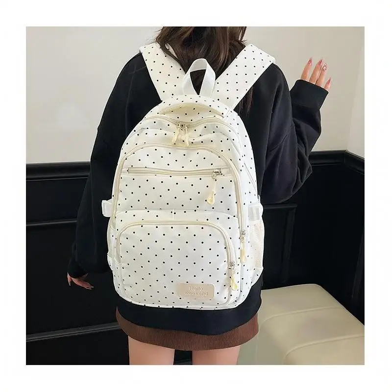 Nylon-Rucksack-Set mit Polka Dots, mehrere Fächer, Reißverschluss, Mädchen-Rucksack-Set, Aufbewahrung von Schreibwaren, Studentenrucksack, Mädchen-Geschenke – Detail 16