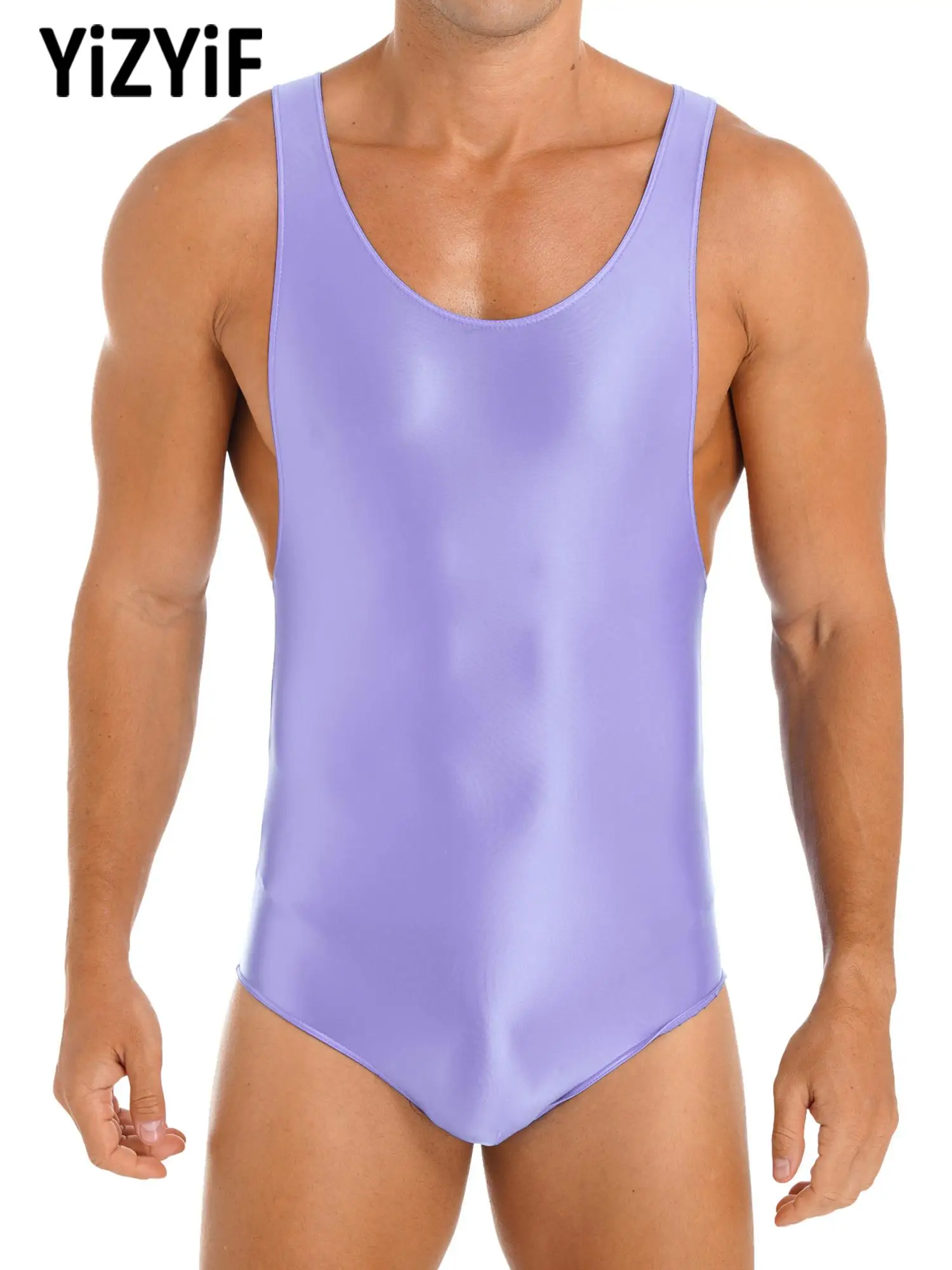 

Men Sexy Swimming Body Suits Swimwear Sleeveless Stretchy Wrestling Singlet Jumpsuit Glossy Yoga Fitness Bodybuilding Bodysuits