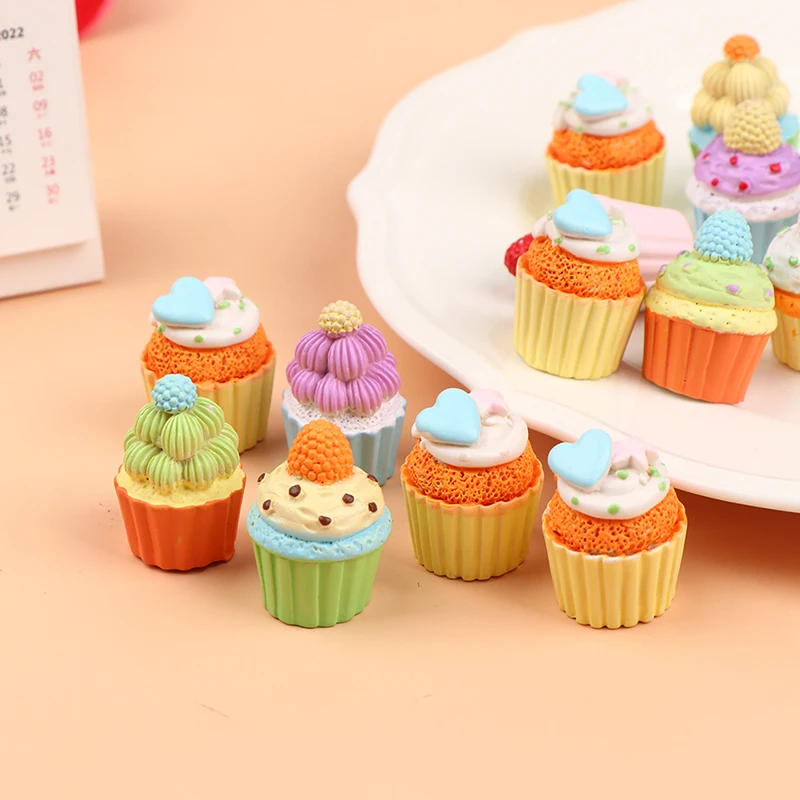 Newest Dollhouse Miniature Cupcake Model Simulation Food Cakes Dessert Toy Doll House DIY Kitchen Life Scene Decor Accessories