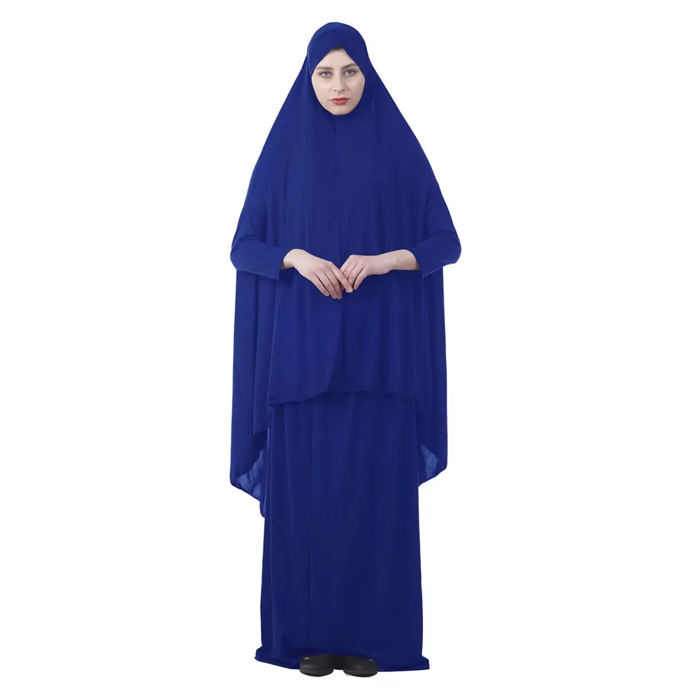 Muzułmańskie kobiety Khimar Abayas 2-częściowy zestaw nad głową islamska modlitwa Odzież Szata Hidżab Abaya Szalik Sukienka Ramadan Eid Kaftan