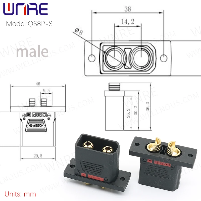 QS8P-S Large Current Plug Male Female Anti Sparking Small Volume Drone Electric Vehicle Battery Connector Interface Terminal
