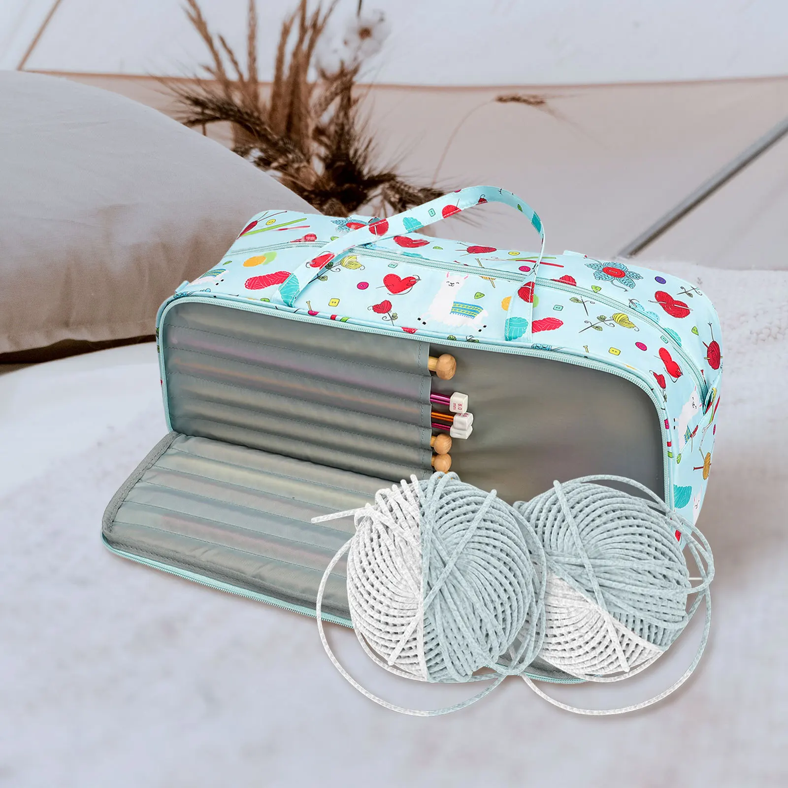 

Large Capacity Yarn Bag Durable Lightweight Tote For Knitting Needles Storage Yarn Totes Handbag Shoulder Pouch Outdoor