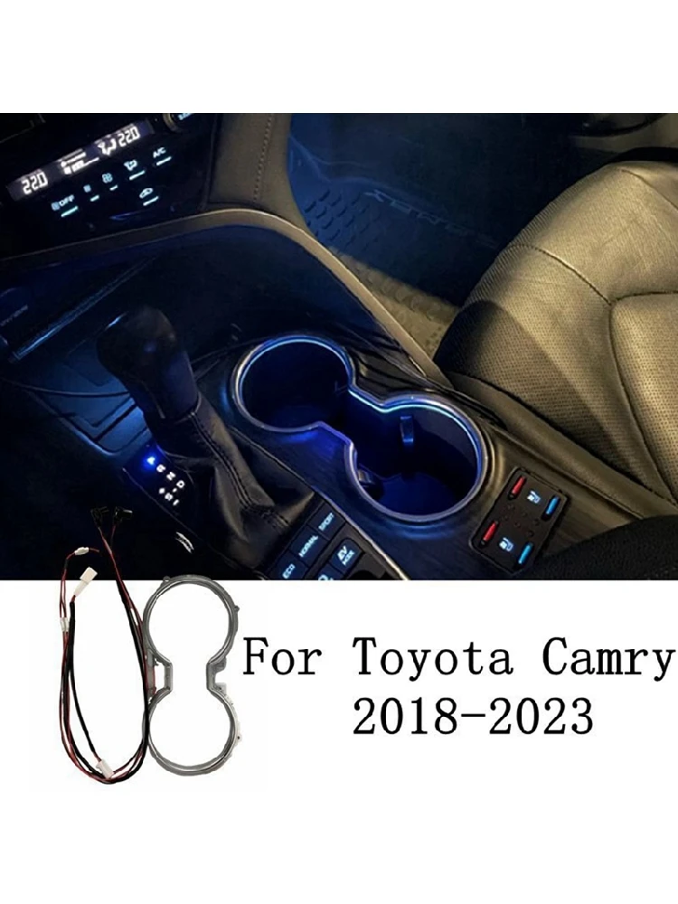 Samochodowy uchwyt na kubek LED Atmosphere Lights Wewnętrzna dekoracyjna lampa lodowoniebieska do Toyoty Camry 2018-2023 — 2