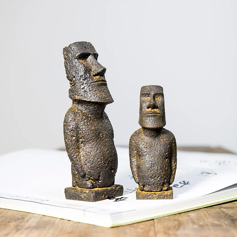 Creative Resin Moai Statue Decoration, Retro Craftsmanship, Home Living Room, Study, Desk Decoration, Unique Gift
