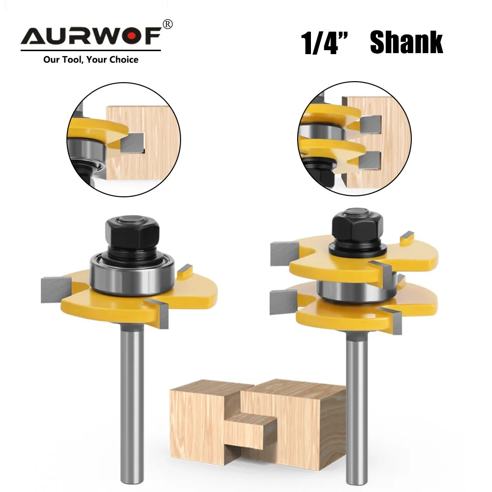 AURWOF 6.35mm Tongue Groove Router Bit Set 3/4