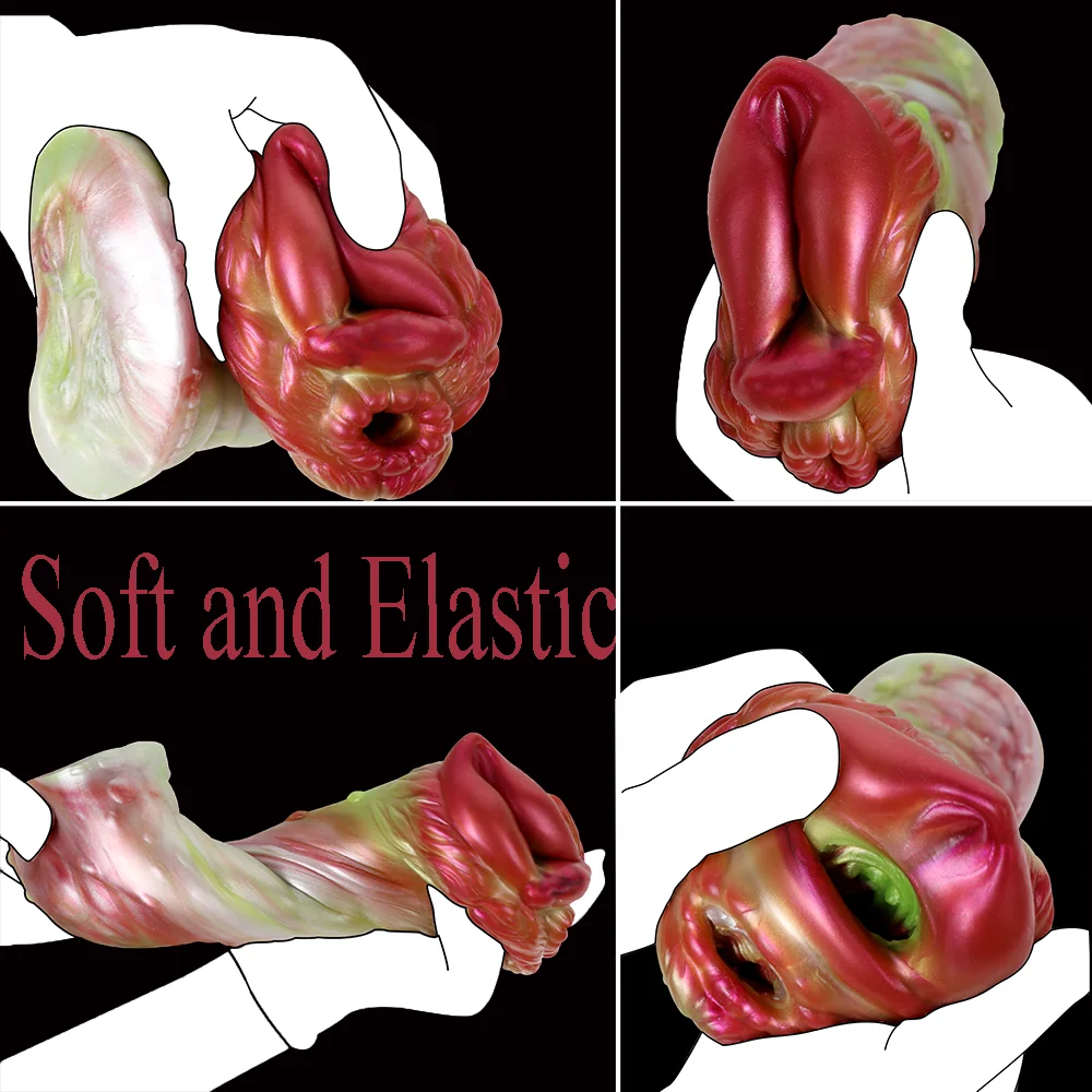 LICKER Double Channel Male Liquid Silicone Masturbator Fantastic Beasts Dog Aircraft Cup Soft Realistic Vagina Sex Toys For Men