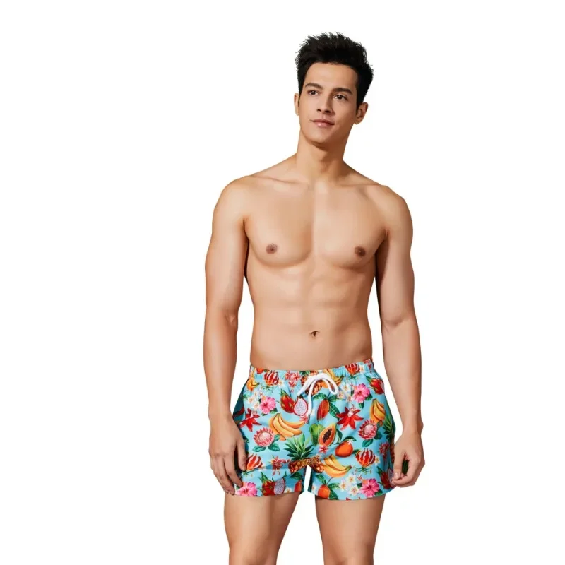 Men's summer beach pants, Hawaiian fruit print beach pants, straight thin casual XB 91302
